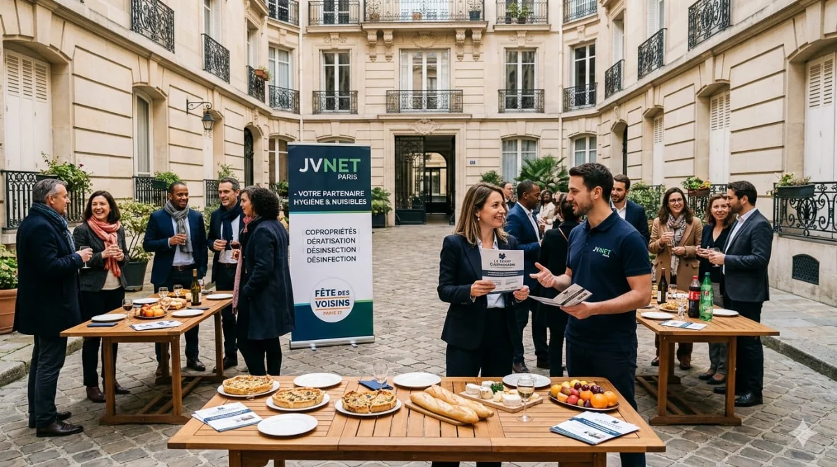 JVNET Paris à la Fête des Voisins pour la dératisation de copropriété à Paris 17